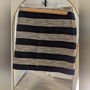 LOFT Navy Blue And Gray Striped Mini Knit Skirt Size 2P